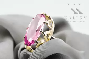 Аметист 14-кв Желтое золото Кольцо Винтаж vrc253y